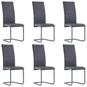 vidaXL Cadeiras de jantar cantilever 6 pcs couro artificial cinzento