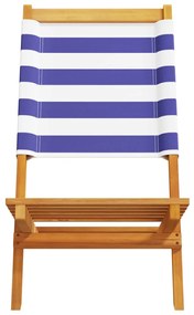 Cadeiras de jardim dobráveis 8 pcs tecido/madeira azul e branco