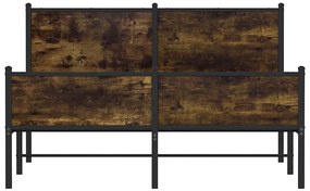Estrutura de cama sem colchão 137x190 cm metal carvalho fumado
