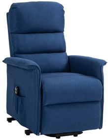 HOMCOM Poltrona Relax Reclinável Elétrica Poltrona Levanta Pessoas com Controlo Remoto e Bolso Lateral 66x90x96 cm Azul