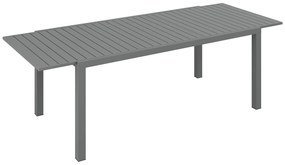 Outsunny Mesa de Jardim Extensível Mesa de Terraço Retangular para 6-8 Pessoas Capacidade 50 kg 180/240x94x73 cm Cinza Escuro