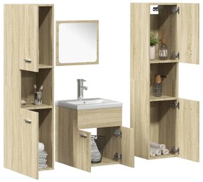 vidaXL 5 pcs conj. móveis casa banho derivados madeira carvalho sonoma