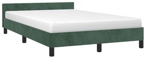 Estrutura de cama sem colchão 120x200 cm veludo verde-escuro