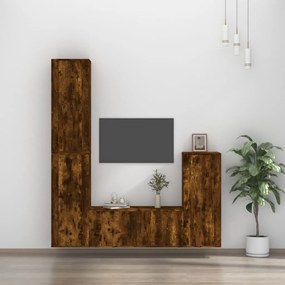 vidaXL Conjunto móveis de TV 4 pcs madeira processada carvalho fumado