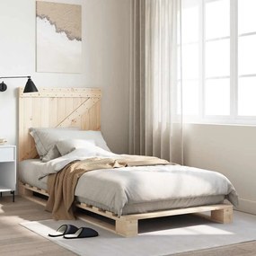Estrutura de cama com cabeceira 90x200 cm pinho maciço