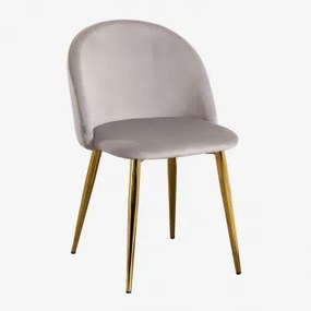 Cadeira De Jantar Estofada Em Veludo Kana Toupeira & Dourado - Sklum