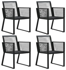 vidaXL Cadeiras de jardim 4 pcs vime em corda preto