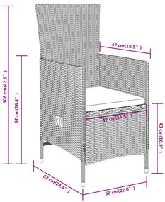 5 pcs conjunto de jantar para jardim com almofadões bege