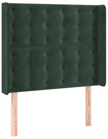 Cabeceira de cama c/ LED veludo 103x16x118/128 cm verde-escuro