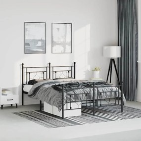 Estrutura de cama com cabeceira e pés 150x200 cm metal preto