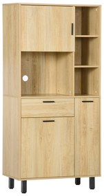 HOMCOM Buffet de Cozinha Armário de Cozinha Multi Rangements com Uma Gaveta 3 Armários 4 Nichos e Passagem de Cabos Altura 166 cm | Aosom Portugal