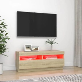 Móvel de TV com luzes LED 100x35x40 cm carvalho sonoma