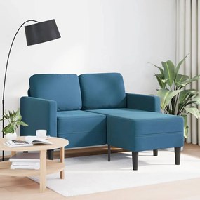 Sofá 2 lugares com Chaise em L 125 cm veludo azul