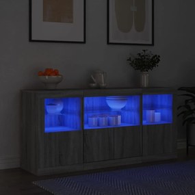 vidaXL Aparador com luzes LED 142,5x37x67 cm cinzento sonoma