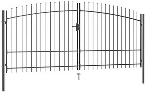 Portão de cerca com porta dupla e topo em lanças 400x225 cm
