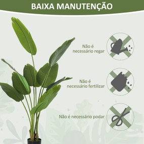 Planta Artificial Decorativa 160 cm Bananeira Artificial com Vaso e Folhas para Interior Casa Sala de Estar Escritório Verde