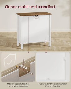 Armário de cozinha 40 x 80 x 80 cm com gavetas e portas em branco nuvem e castanho mel