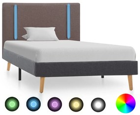 vidaXL Estrutura cama LED 100x200 cm tecido cinza acastanhado e escuro