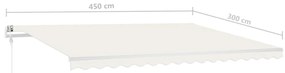Toldo retrátil manual com luzes LED 4,5x3 m cor creme