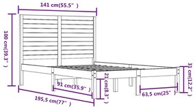 Estrutura de cama casal 135x190 cm madeira maciça