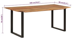 Mesa de jantar 180x90x76 cm madeira de acácia maciça