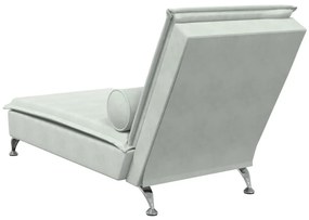 Chaise lounge de massagem com rolo veludo cinzento-claro