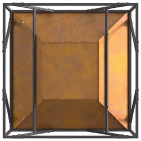Fogo Pit Quadrado 80x80x40 cm Aço Envelhecido