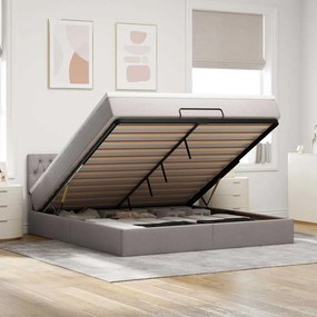 Cama Otomana com colchão & LEDs 180x200cm cinza-acastanhado