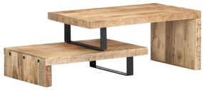 2 pcs conjunto de mesas de centro madeira de mangueira maciça
