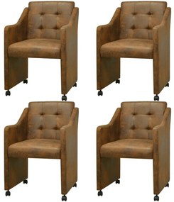 vidaXL Cadeiras de jantar 4 pcs couro artificial castanho