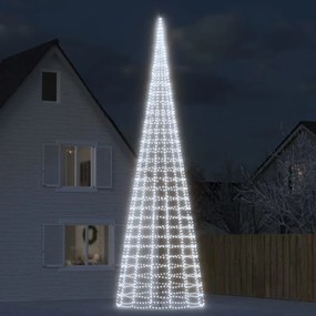 Árvore de Natal LED no mastro 3000 LEDs Branco Frio 800 cm