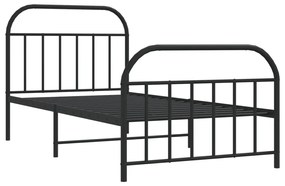 Estrutura de cama com cabeceira e pés 100x190 cm metal preto