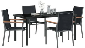 Conjunto de Jantar para Jardim 5 Peças Preto em Textilene e Aço