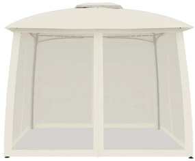 Gazebo com teto duplo e paredes de malha 2,93x2,93 m aço creme