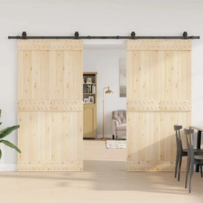 Kit de ferragens para porta deslizante 305 cm aço preto