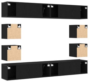 Conjunto de armários para TV vidaXL de 6 peças em carvalho preto monta