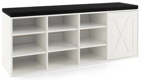 Banco sapateira para Sapatos 110,5 x 30 x 49 cm de 3 Níveis com Almofada Acolchoada Removível Branco