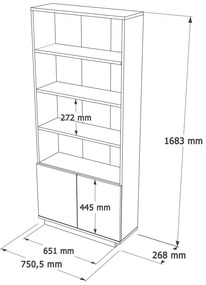 Estante FR16 – Pinho Atlântico – 75x168,3x26,8 cm