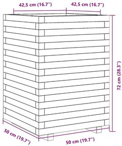 Vaso/floreira de jardim 50x50x72 cm madeira de pinho maciça