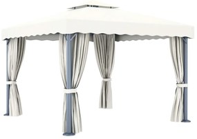 Gazebo com cortina 3x3 m alumínio branco nata