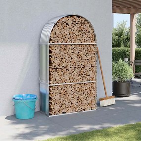 vidaXL Suporte de lenha 120x45x210 cm aço galvanizado prateado