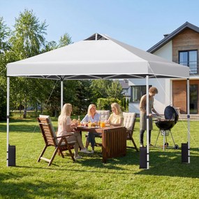 Tenda dobrável 3x3 m com 4 x Sacos de areia de montagem instantânea com 1 botão campismo, feiras, eventos e Saco com rodas Branca