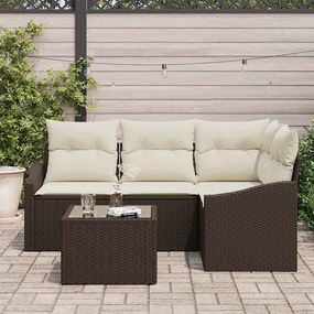 Conjunto de Sofás de Jardim com 4 Peças e Almofadas Cinzas em Rattan S