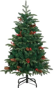 Árvore de Natal artificial articulada c/ pinhas e bagas 150 cm