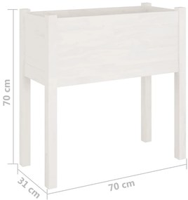 Vasos/floreiras de jardim 2 pcs 70x31x70 cm pinho maciço branco