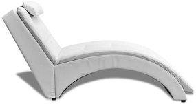 Chaise longue com almofada couro artificial branco