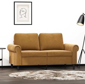 vidaXL Sofá de 2 lugares veludo 120 cm castanho