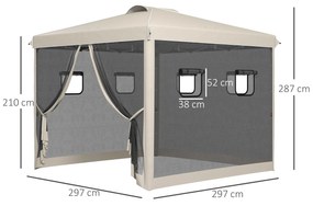 Outsunny Tenda Dobrável 3x3 m Tenda de Jardim com Parede Lateral de Ma