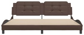 Estrutura cama c/ cabeceira 200x200cm couro artificial castanho