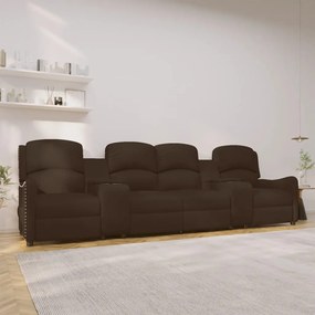 vidaXL Sofá reclinável 4 lug. c/ suportes p/ copos couro art. castanho